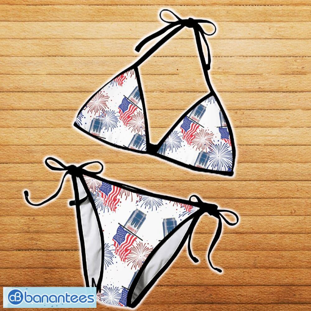 Hamm S Beer American Flag Fireworks String Bikini Set Swimsuit Beach