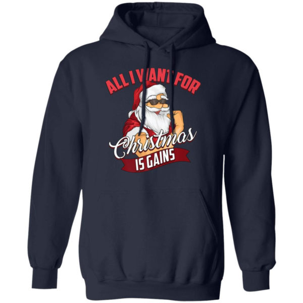 All I Want For Christmas Is Gains Bodybuilder Gym Ugly Santa Christmas T-Shirt Hoodie Hoodie Navy S