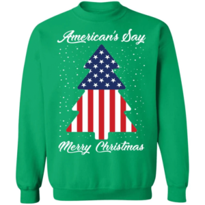 American Flag American's Say Merry Christmas Flag Tree Christmas Sweatshirt Sweatshirt Irish Green S