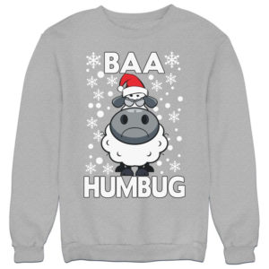 Baa Humbug Christmas Ugly Sheep Santa Christmas Sweatshirt Sweatshirt Heather Grey S