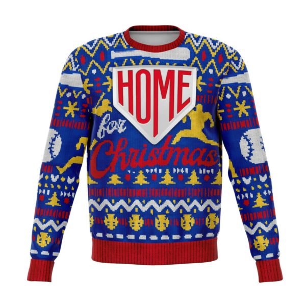 Baseball Home For Christmas Baseball Fans Christmas Sweater AOP Sweater Royal S