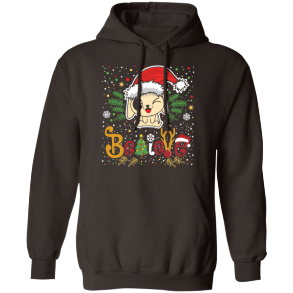 Believe Christmas Dog Lover T-Shirt Hoodie Hoodie Dark Chocolate S