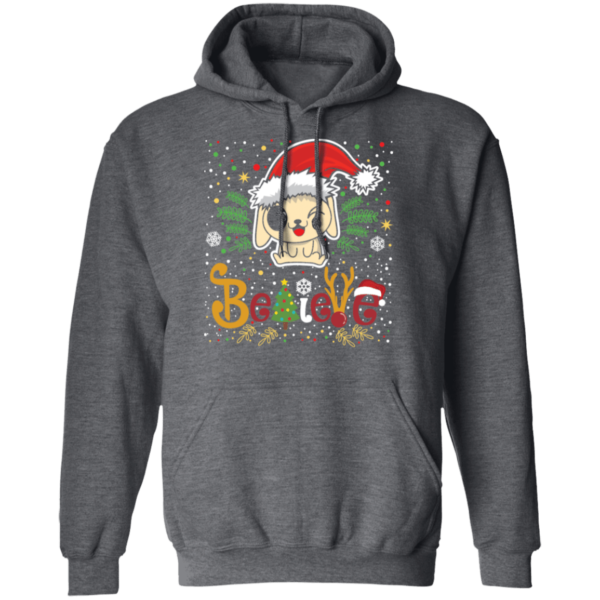 Believe Christmas Dog Lover T-Shirt Hoodie Hoodie Dark Heather S