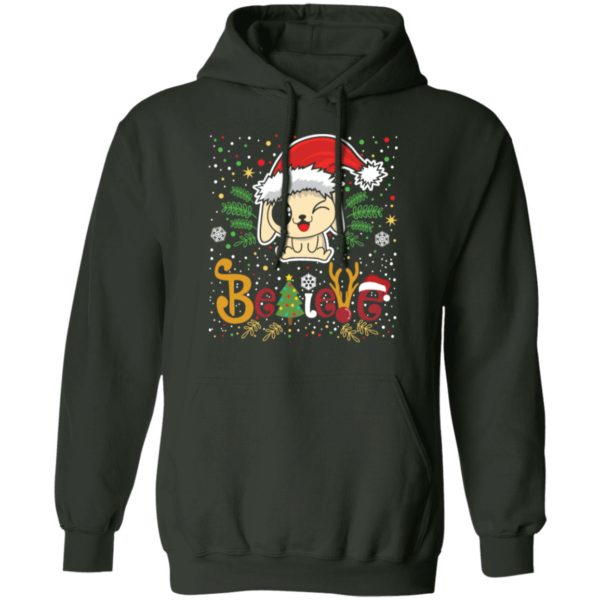 Believe Christmas Dog Lover T-Shirt Hoodie Hoodie Forest Green S