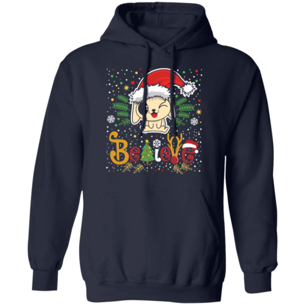 Believe Christmas Dog Lover T-Shirt Hoodie Hoodie Navy S