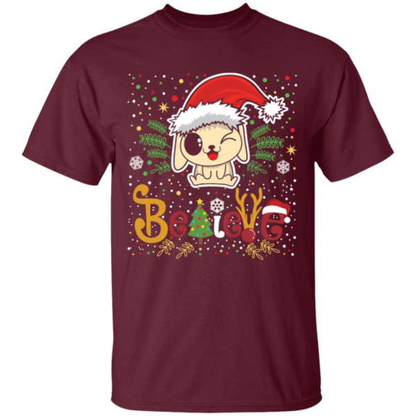 Believe Christmas Dog Lover T-Shirt Hoodie Unisex T-Shirt Maroon S
