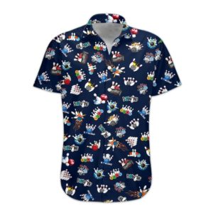 Bowling 3D All Over Print Hawaiian Shirt Short Sleeve Hawaiian Shirt Navy S