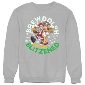 Brewdolph Let's Get Blitzened Ugly Santa And Reindeer Christmas Sweatshirt Sweatshirt Heather Grey S