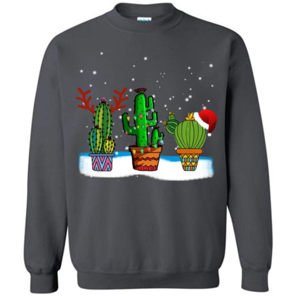 Cactus Christmas Watercolor Cactus Lover Christmas Sweatshirt Sweatshirt Charcoal S