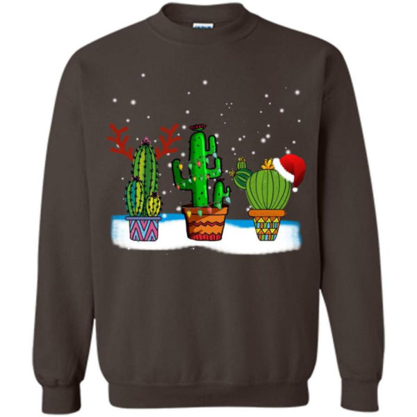 Cactus Christmas Watercolor Cactus Lover Christmas Sweatshirt Sweatshirt Dark Chocolate S