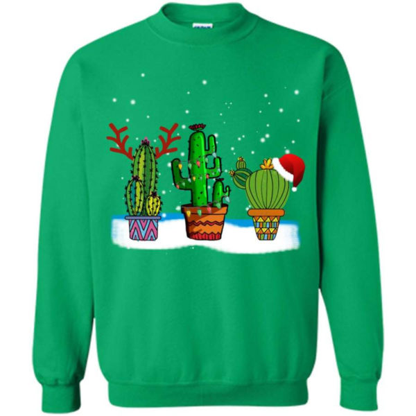Cactus Christmas Watercolor Cactus Lover Christmas Sweatshirt Sweatshirt Irish Green S