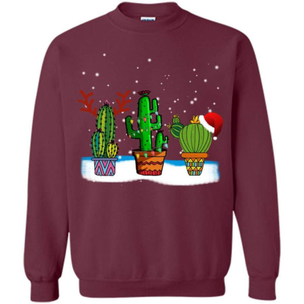 Cactus Christmas Watercolor Cactus Lover Christmas Sweatshirt Sweatshirt Maroon S
