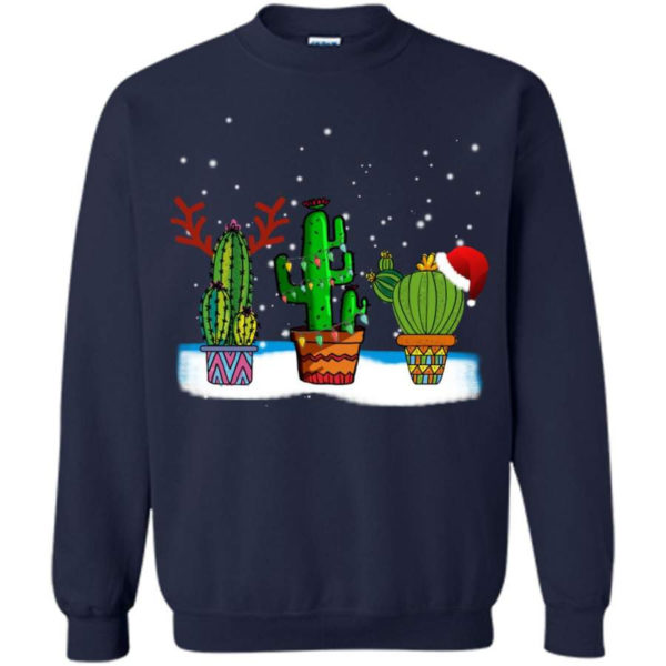 Cactus Christmas Watercolor Cactus Lover Christmas Sweatshirt Sweatshirt Navy S