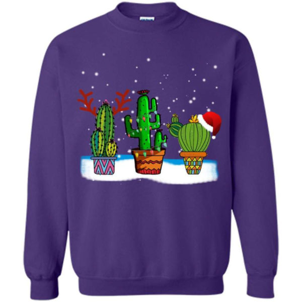 Cactus Christmas Watercolor Cactus Lover Christmas Sweatshirt Sweatshirt Purple S