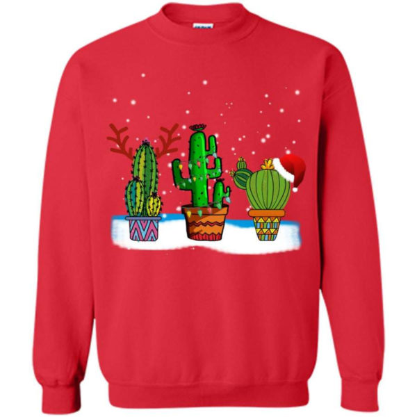 Cactus Christmas Watercolor Cactus Lover Christmas Sweatshirt Sweatshirt Red S