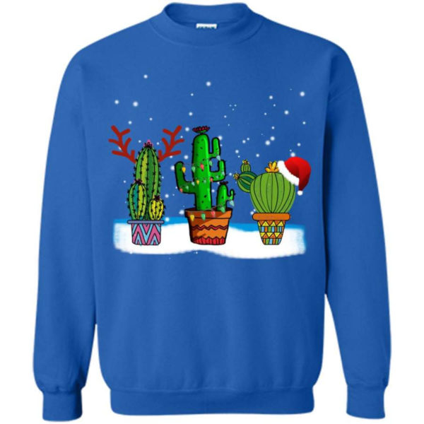 Cactus Christmas Watercolor Cactus Lover Christmas Sweatshirt Sweatshirt Royal Blue S