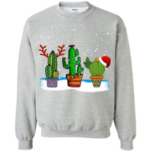 Cactus Christmas Watercolor Cactus Lover Christmas Sweatshirt Sweatshirt Sport Grey S