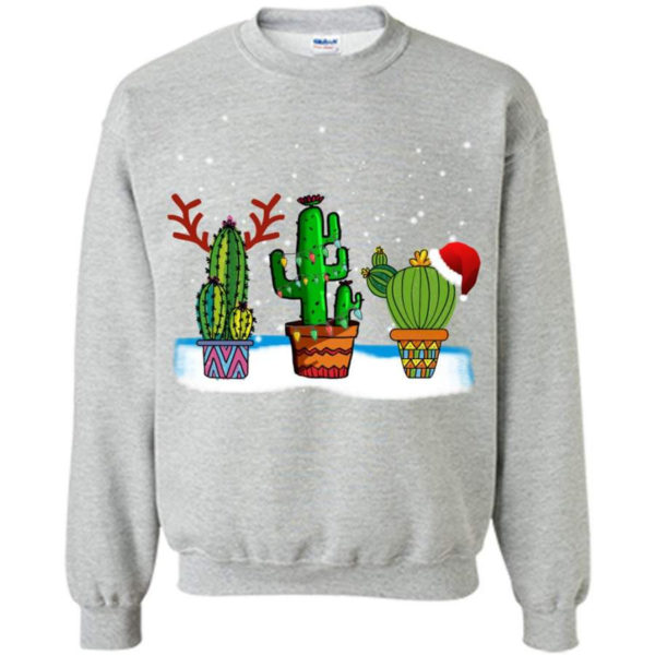 Cactus Christmas Watercolor Cactus Lover Christmas Sweatshirt Sweatshirt Sport Grey S