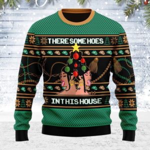 Cardi B There Some Hoes In This House Ugly Chirstmas Swearter AOP Sweater Black S