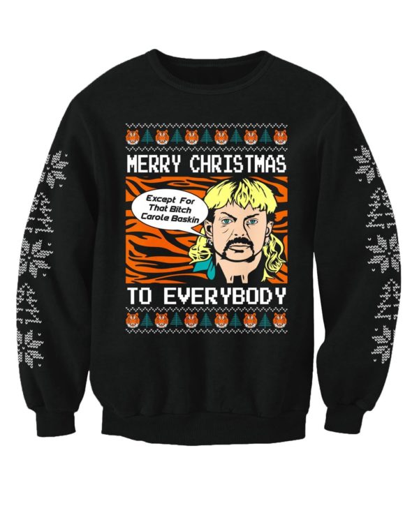 Carole Baskin Merry Christmas For Everybody Christmas Sweater AOP Sweater Black S