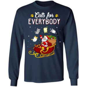 Cats For Everybody Santa Cat Lover Christmas Shirt Long Sleeve Navy S