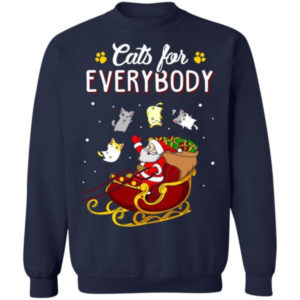 Cats For Everybody Santa Cat Lover Christmas Shirt Sweatshirt Navy S