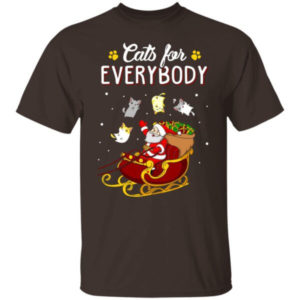 Cats For Everybody Santa Cat Lover Christmas Shirt Unisex T-Shirt Dark Chocolate S