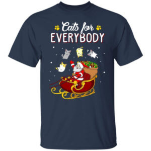Cats For Everybody Santa Cat Lover Christmas Shirt Unisex T-Shirt Navy S