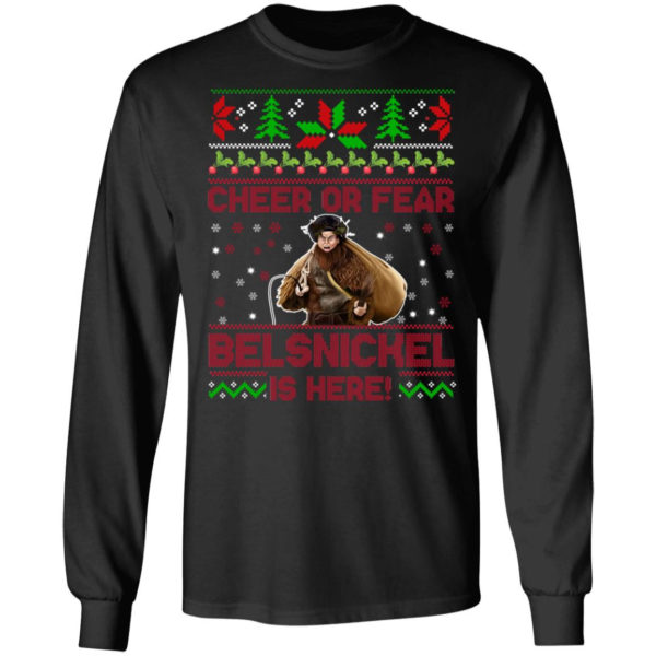 Cheer Or Fear Belsnickel Is Here Christmas Sweatshirt Gildan LS T-Shirt Black S