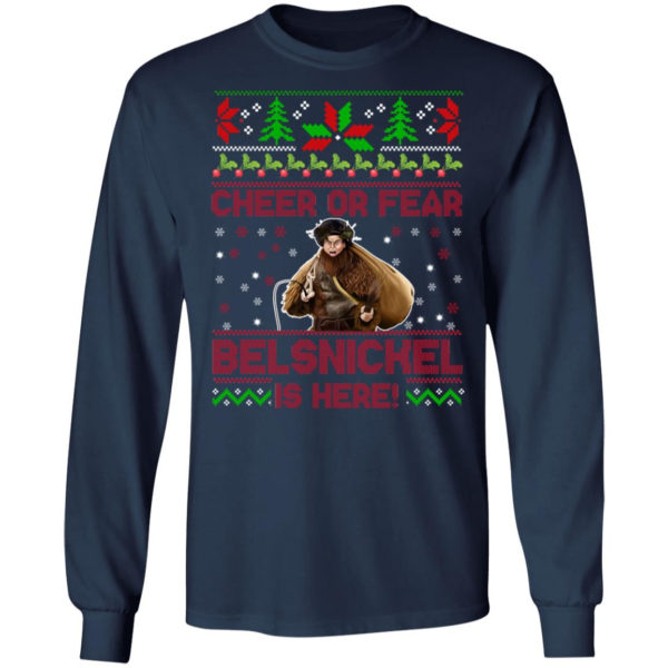 Cheer Or Fear Belsnickel Is Here Christmas Sweatshirt Gildan LS T-Shirt Navy S