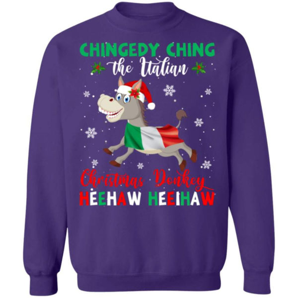 Chingedy Ching The Italian The Christmas Donkey Italian Christmas Sweatshirt Sweatshirt Purple S