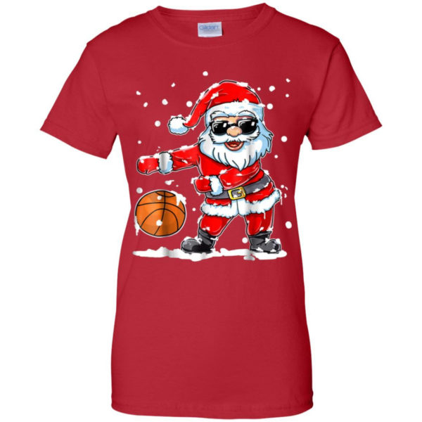 Christmas Flossing Santa Basketball Shirt Ladies T-Shirt Red S