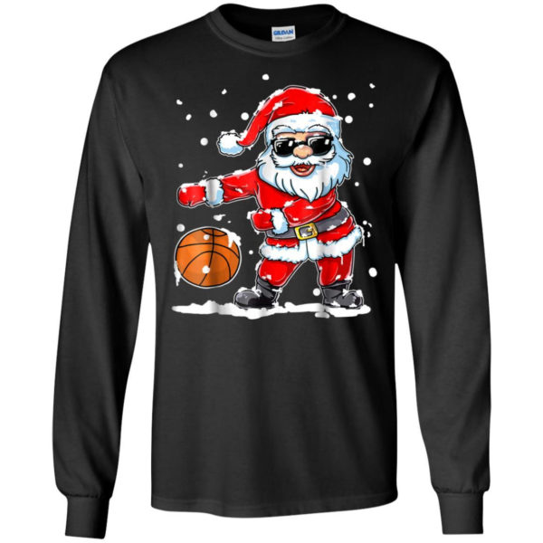 Christmas Flossing Santa Basketball Shirt Long Sleeve Black S