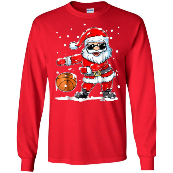Christmas Flossing Santa Basketball Shirt Long Sleeve Red S