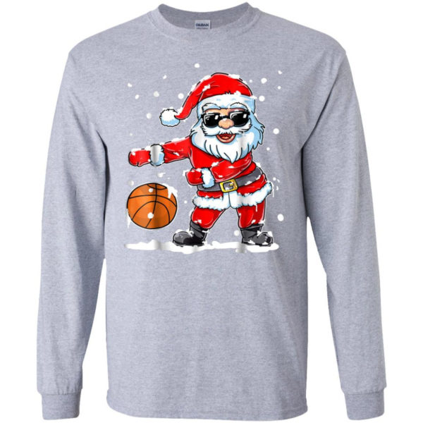 Christmas Flossing Santa Basketball Shirt Long Sleeve Sport Grey S