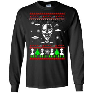 Christmas Gift Alien Ugly Christmas Shirt Long Sleeve Black S