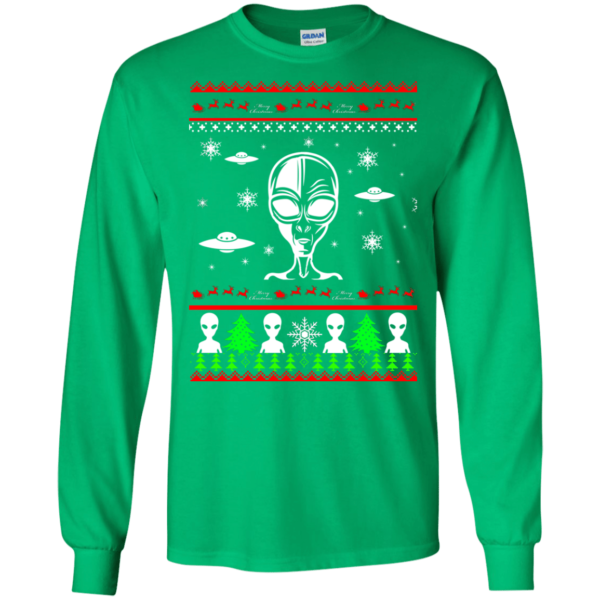 Christmas Gift Alien Ugly Christmas Shirt Long Sleeve Irish Green S
