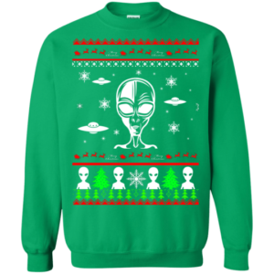 Christmas Gift Alien Ugly Christmas Shirt Sweatshirt Irish Green S