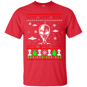 Christmas Gift Alien Ugly Christmas Shirt Unisex T-Shirt Red S