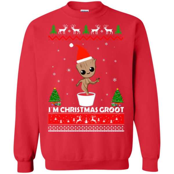 Christmas Groot Ugly Sweater, Reindeer Christmas sweater Dancing Groot Sweatshirt Red S