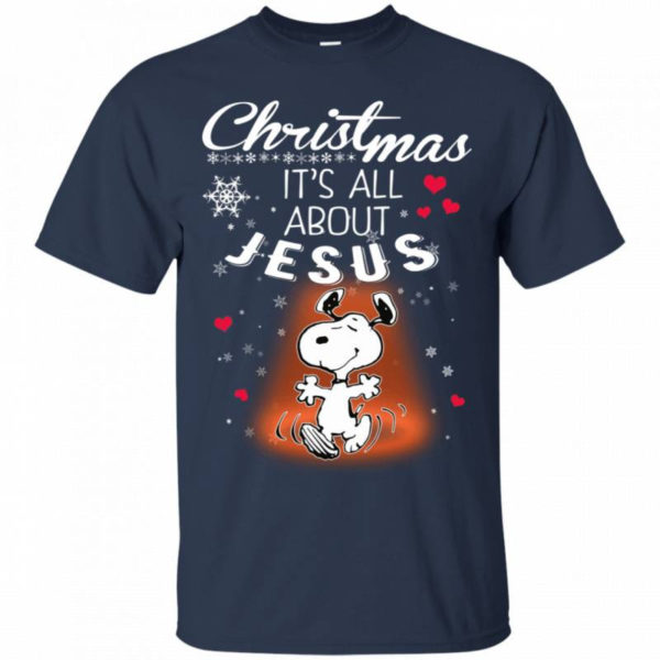 Christmas It’s All About Jesus Cute Snoopy Christmas T-Shirt Unisex T-Shirt Navy S
