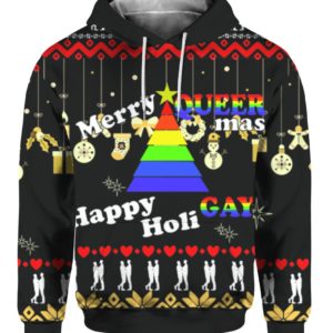 Christmas Tree Merry Queer Mas Happy Holi Gays Christmas 3D Hoodie 3D Hoodie Black S