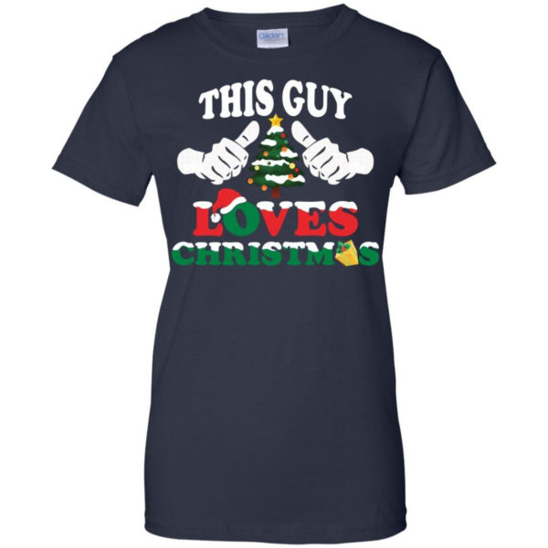 Christmas Tree This Guy Loves Christmas Shirt Ladies T-Shirt Navy S