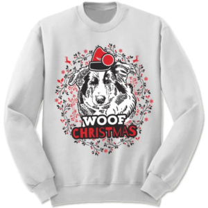 Collie Santa Ugly Woof Christmas Sweatshirt Sweatshirt White S