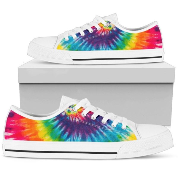 Colorful Tie Dye Hippie Low Top Shoes for Men & Women Men's Shoes White US6