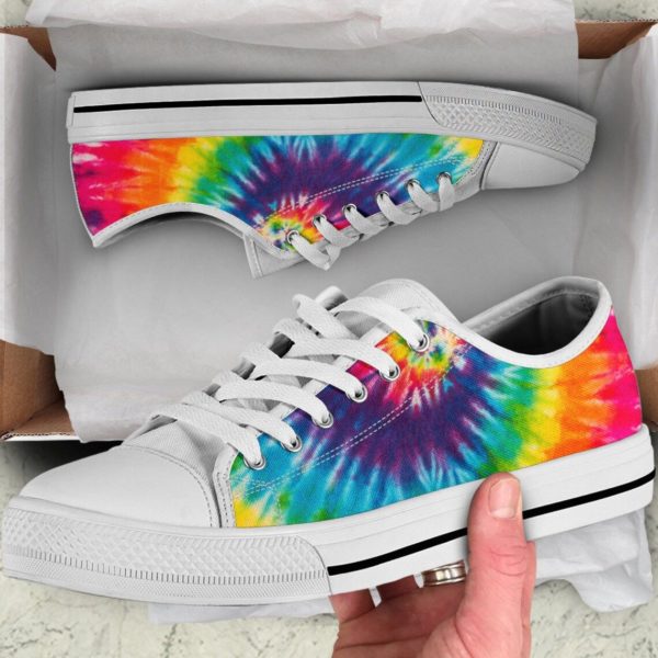 Colorful Tie Dye Hippie Low Top Shoes for Men & Women Women's Shoes White US6