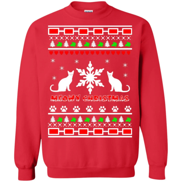 Couples Meowy Christmas Christmas Ugly Sweatshirt Sweatshirt Red S