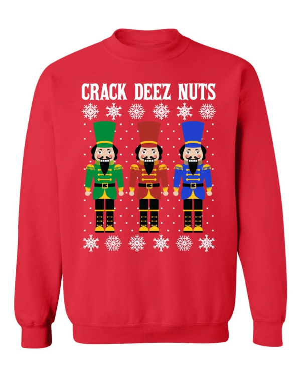 Crack Deez Nuts Funny Christmas Sweatshirt Sweatshirt Red S