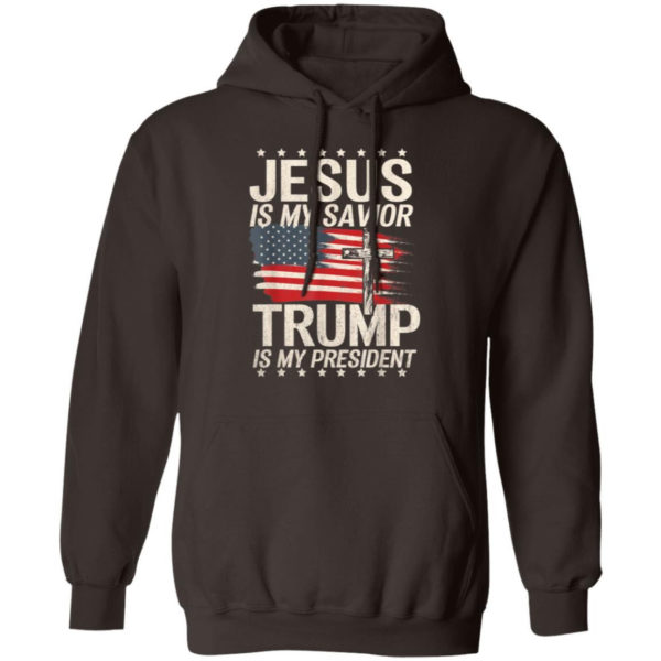 Cross American Flag Jesus Is My Savior Trump Is My President T-Shirt Hoodie Hoodie Dark Chocolate S