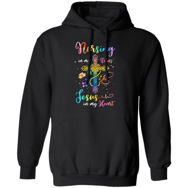 Cross Christ Nursing In My Veins Jesus In My Heart Christmas Shirt Hoodie Black S